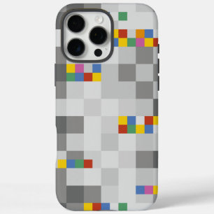 Geometric Modern Art Colour Squares Grey Pattern iPhone 16 Pro Max Case