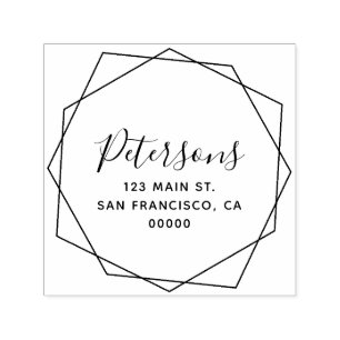Geometric Modern Calligraphy Family Name Self-inking Stamp