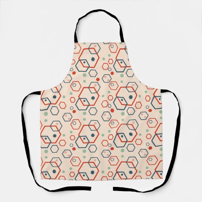 Geometric modern coloured hexagonal pattern apron (Front)