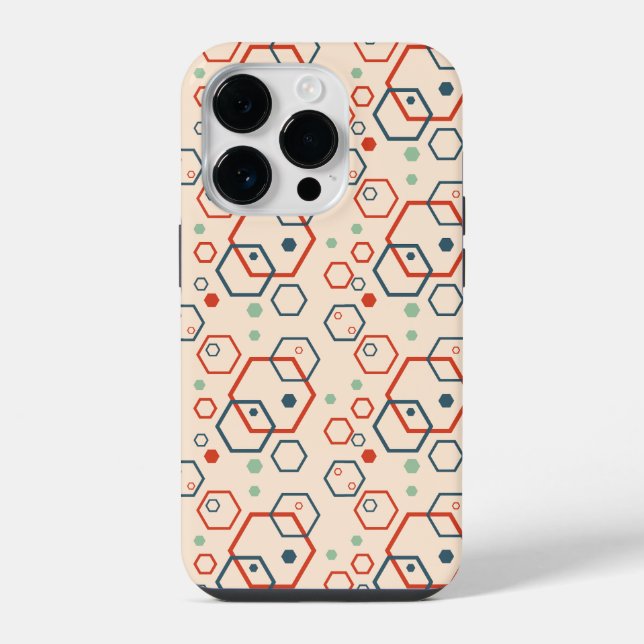 Geometric modern coloured hexagonal pattern iPhone case (Back)