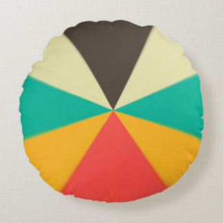 Geometric Modern Colourful Retro Colours Round Cushion