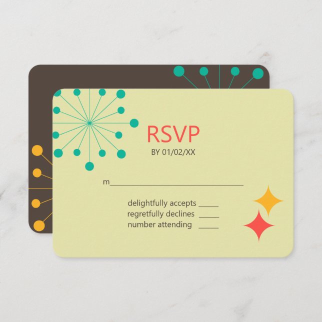 Geometric Modern Colourful Retro RSVP Card (Front/Back)