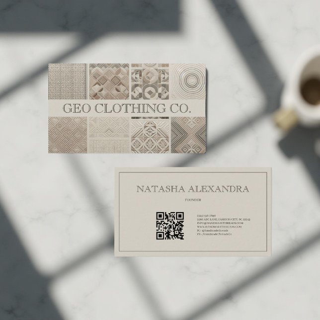 Geometric Modern Elegant Oatmeal Clay Business Card (Creator Uploaded)