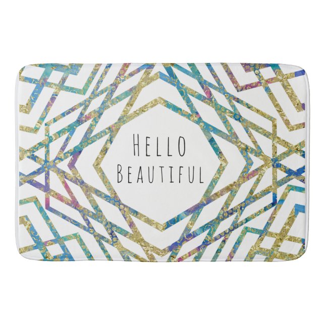 Geometric Modern Glam Colour Chic Elegant Trendy Bath Mat (Front)