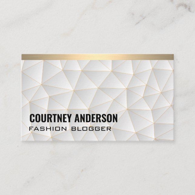 Geometric Modern | Gold Trim Business Card (Front)