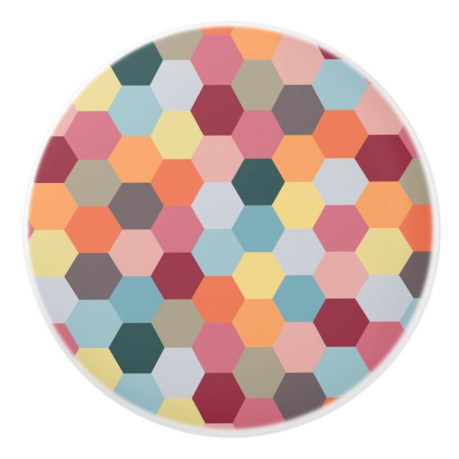 Geometric Modern Hexagon Pattern Ceramic Knob (Front)