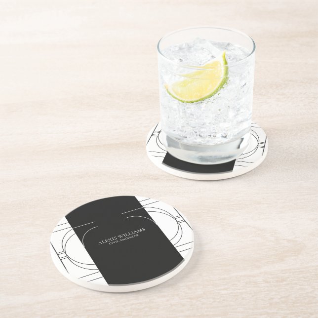 Geometric Modern Minimalist Elegant Professional Coaster (Side)