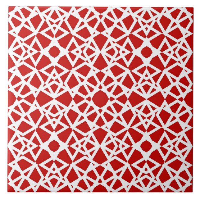 Geometric, modern, simple, red, white tile (Front)