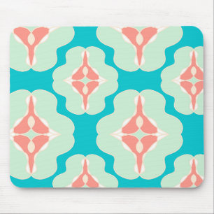 Geometric modern teal orange  mouse pad