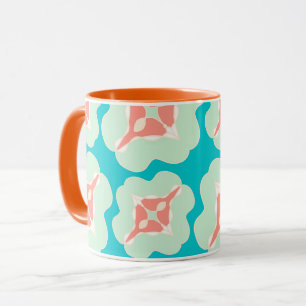 Geometric modern teal orange mug