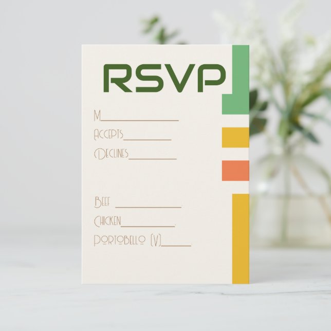 Geometric Modern Wedding RSVP & Food Choices Enclosure Card (Standing Front)