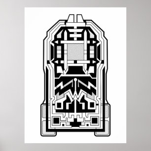 Geometric Monolith Abstract Black and White Poster