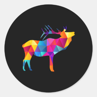 Geometric Moose Low Poly Polygon Moose Classic Round Sticker