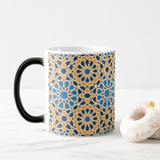 Geometric Moroccan Tile & Orange Pattern Magic Mug