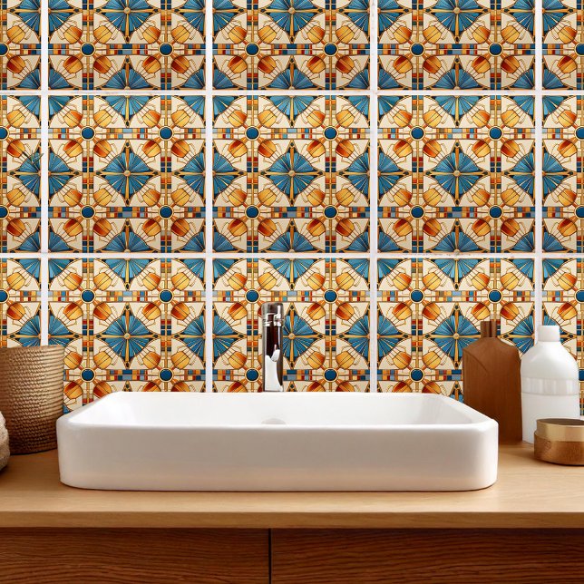 Geometric Moroccan Tile Pattern#1 Teal Gold ID1077 (Creator Uploaded)