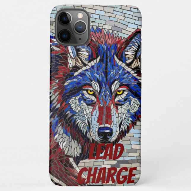Geometric Mosaic Alpha Wolf Phone Case (Back)