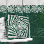 Geometric Mosaic Spiral - Green Marble and Pearl Tile<br><div class="desc">Geometric Mosaic Spiral - Green Marble and Pearl</div>