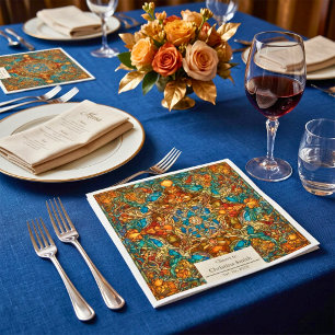 Geometric Mosaic Stained Glass Retirement Party Napkin