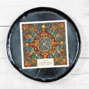 Geometric Mosaic Stained Glass Retirement Party Napkin