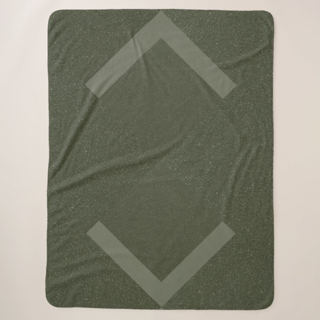 Geometric Moss Green Sherpa Blanket – Customisable (Front)