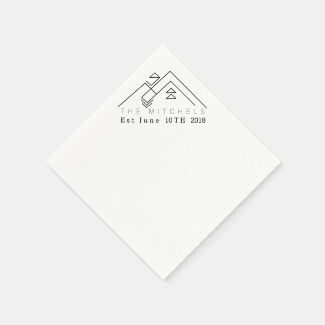 Geometric Mountain | Custom Name & Date Napkin (Corner)
