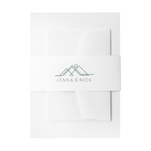 Geometric Mountain Green Blue Custom Names Invitation Belly Band