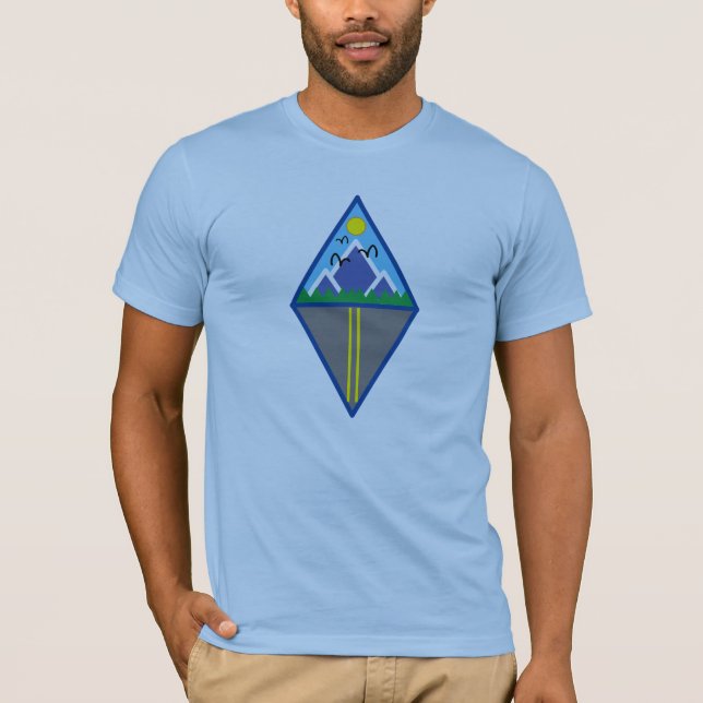 Geometric Mountain Men's Blue T-Shirt (Front)