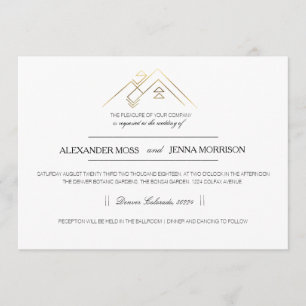 Geometric Mountain Modern Gold Invitation