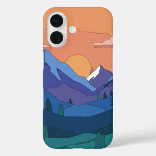 Geometric Mountain Sunset  iPhone 16 Case