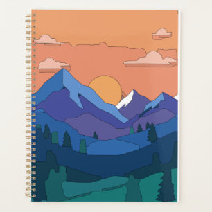 Geometric Mountain Sunset Planner