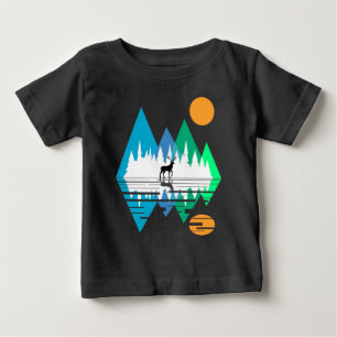 Geometric Mountains and Deer Stag Baby T-Shirt