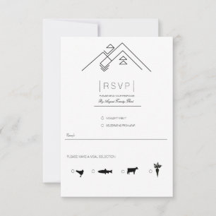 Geometric Mountains Modern Black & White RSVP Card