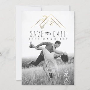 Geometric Mountian   Gold Save The Date Photo