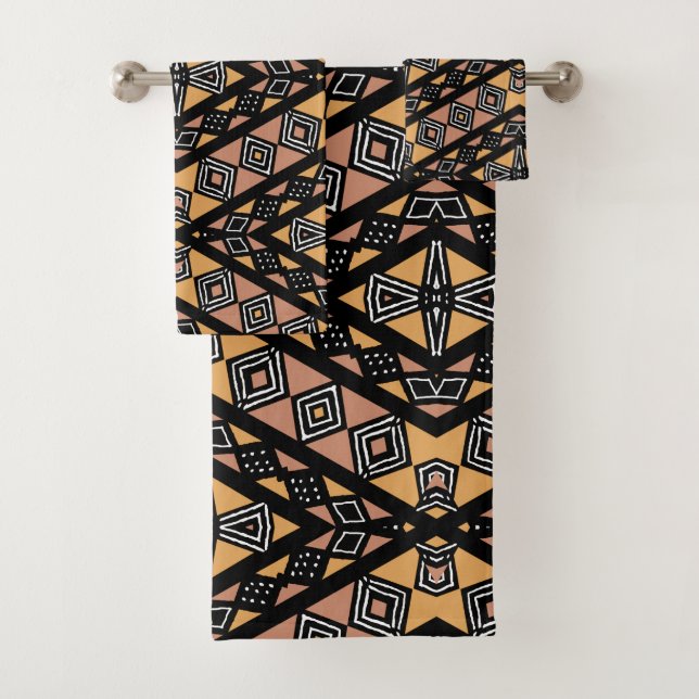 Geometric Mudcloth Bogolan Towel Set (Insitu)