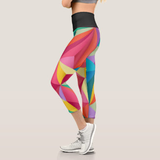Geometric Multi Colour Faceted  Capri Leggings