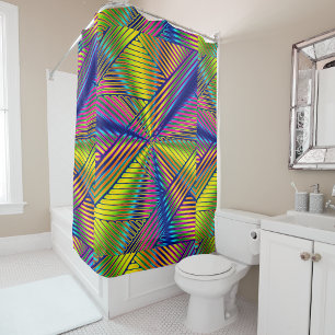 Geometric Multicolored Gradient Lines Modern Shower Curtain