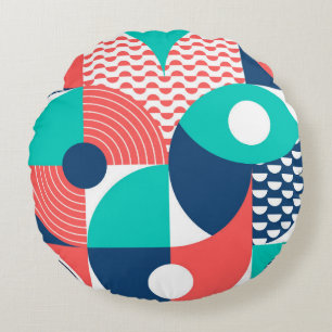 Geometric Mural Background Modern Vintage Round Cushion