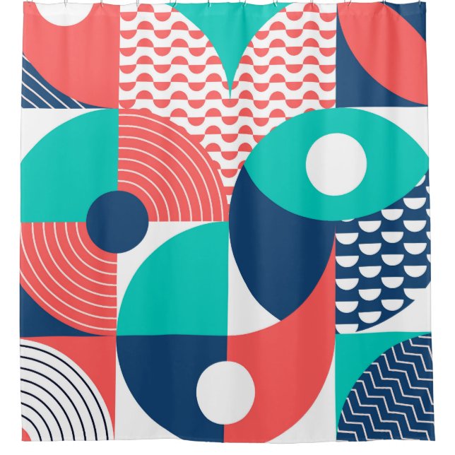 Geometric Mural Background Modern Vintage Shower Curtain (Front)