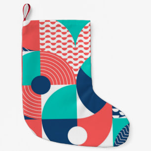Geometric Mural Background Modern Vintage Small Christmas Stocking