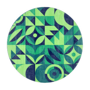 Geometric mural: modern vintage design. cutting board