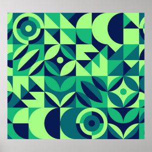 Geometric mural: modern vintage design. poster