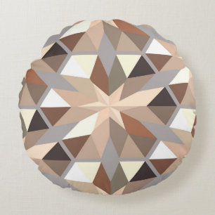 Geometric Natural Colours Pattern Round Cushion