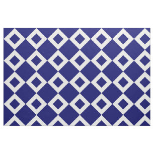 Geometric Navy and White Diamond Pattern Fabric