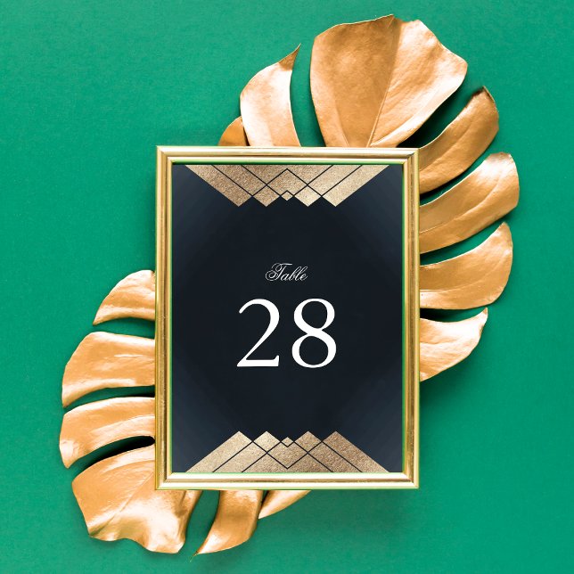 Geometric Navy Blue Gold Gatsby Wedding Table Number (Creator Uploaded)