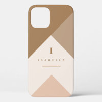 Geometric Neutral Brown & Tan - Monogram -