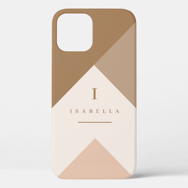 Geometric Neutral Brown & Tan - Monogram - Case-Mate iPhone Case (Back)