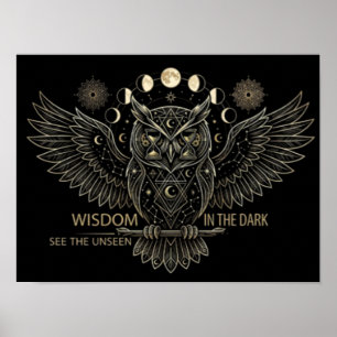 Geometric Night Owl Poster