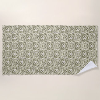 Geometric Olive Floral Lattice Beach Towel