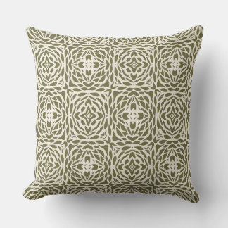 Geometric Olive Floral Lattice Square Pillow