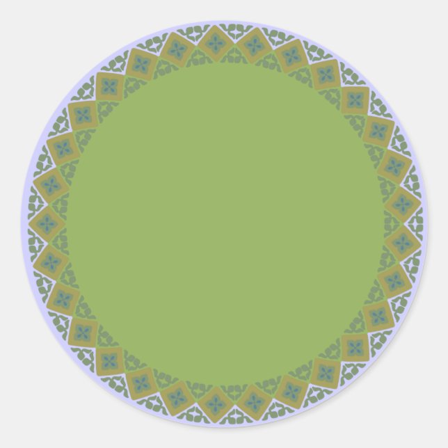 Geometric Olive Green Border Blank Template Label (Front)